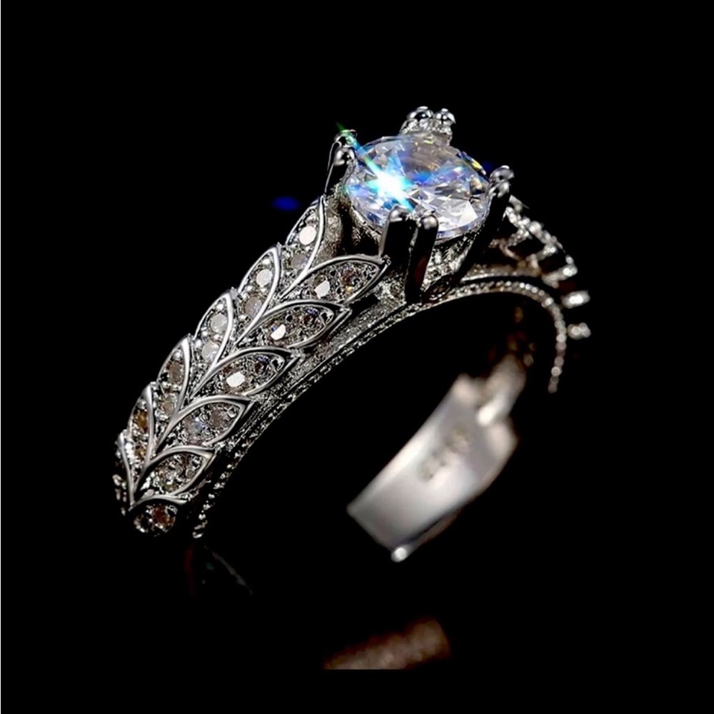 .925 SILVER DIAMOND RING WEDDING NEW GIFT BOXED !!